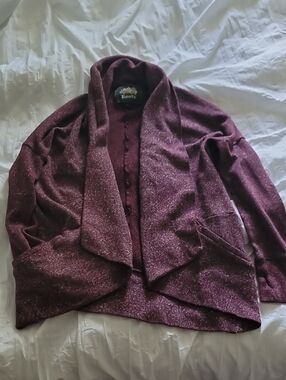 Roots Women's Plum Open-Front Shawl Collar Cardigan